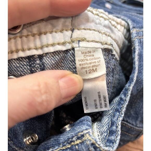 EUC Oshkosh Vintage Denim Dress Size 12 Months Butterflies - Picture 6 of 6